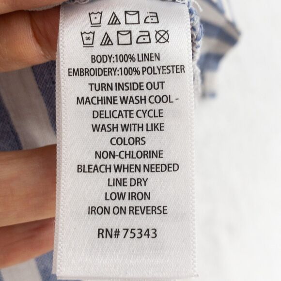 Artisan NY Tank Top Womens Medium 100% Linen Embroidered Striped Breathable - Picture 5 of 10